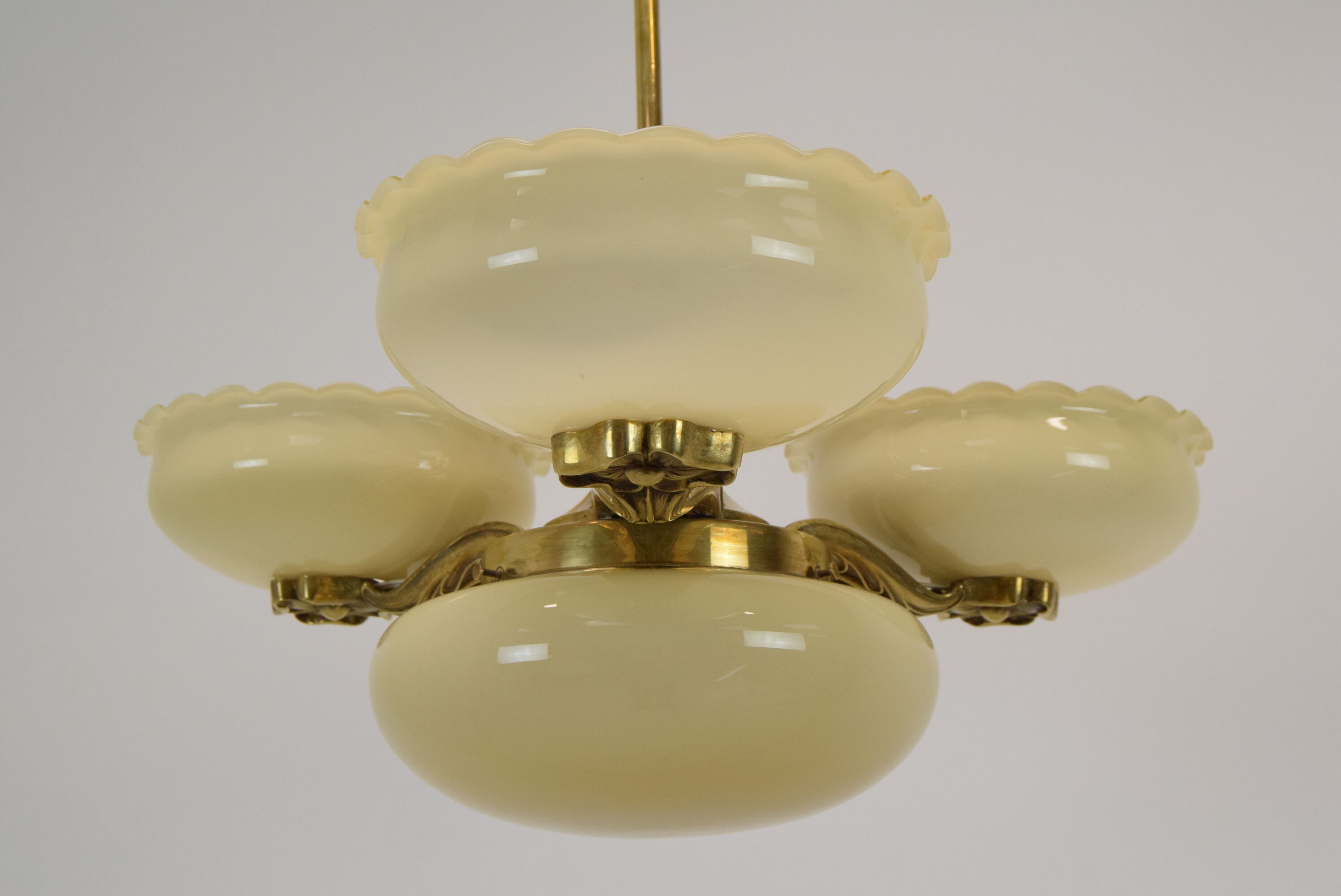 Art deco rare Brass Chandelier,1930's.