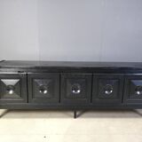 Ebonized wooden brutalist credenza, 1970s