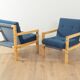 Flötotto armchairs, 1970s, set of 2, blue upholstery
