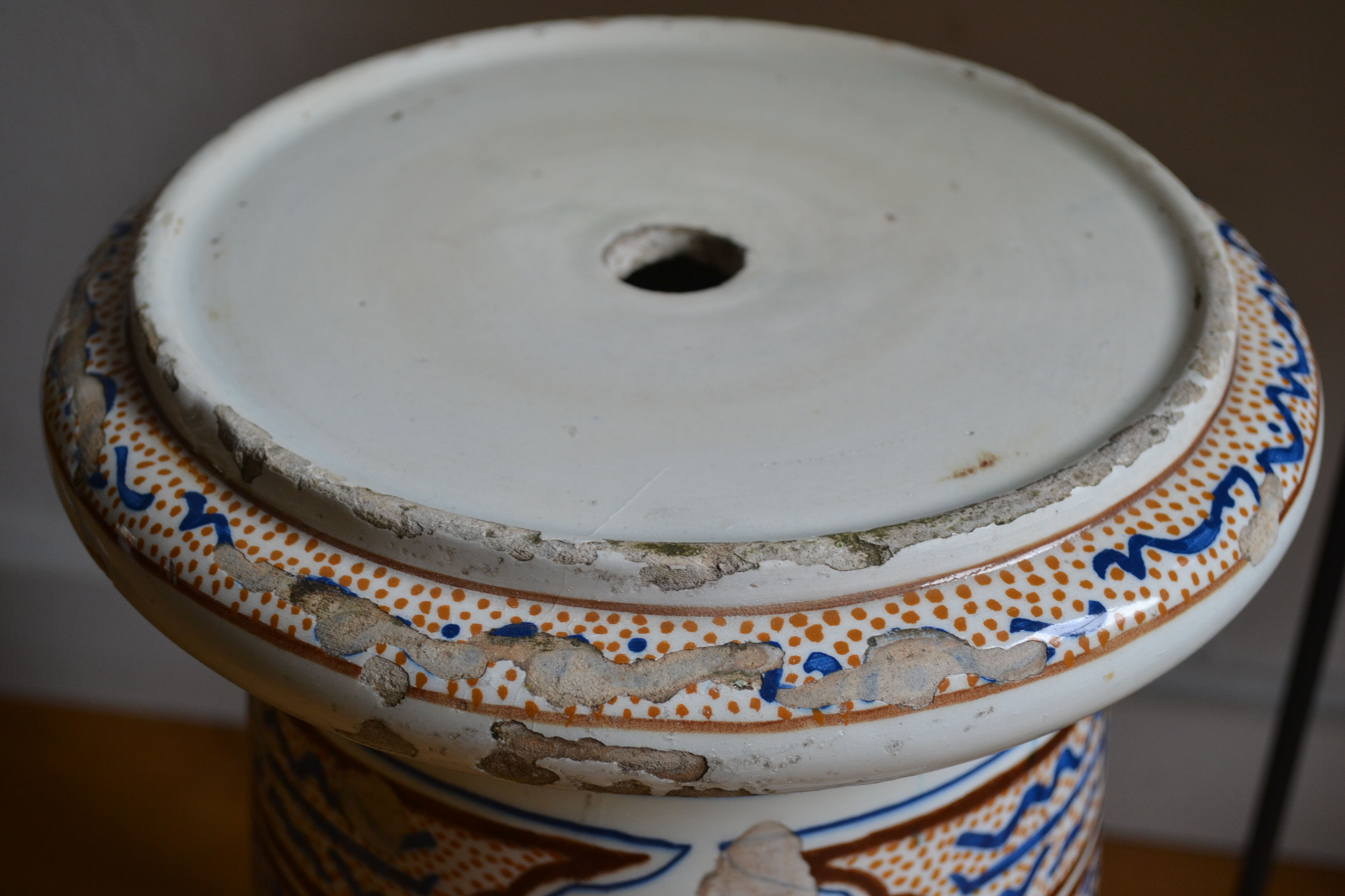 Qajar Persian Ceramic Ottoman Stool 19th Century