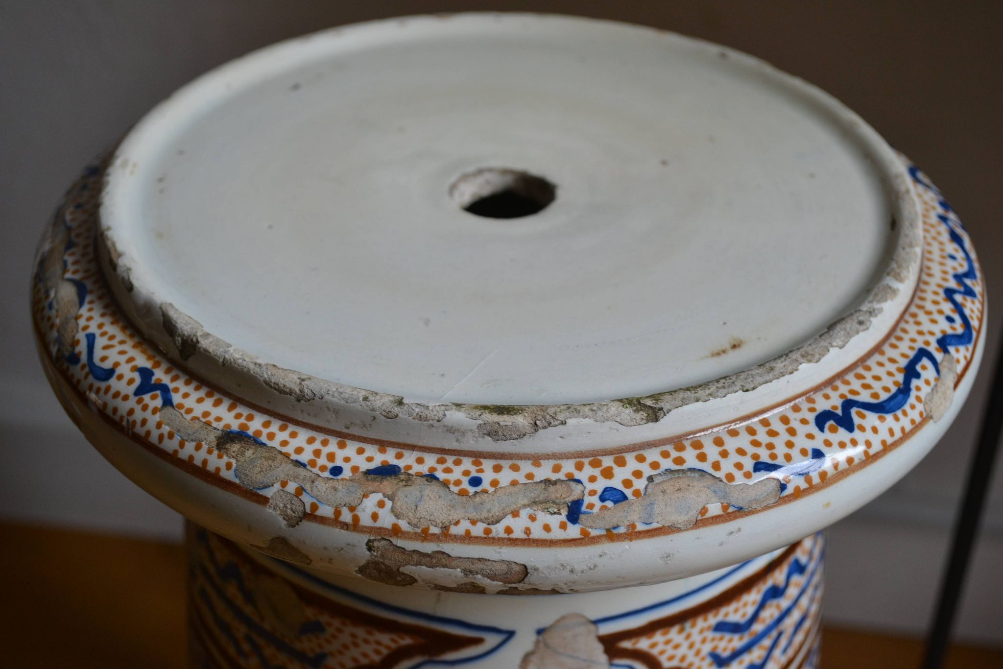 Qajar Persian Ceramic Ottoman Stool 19th Century