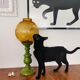 Mid-century italian yellow & green wood and glass table lamp