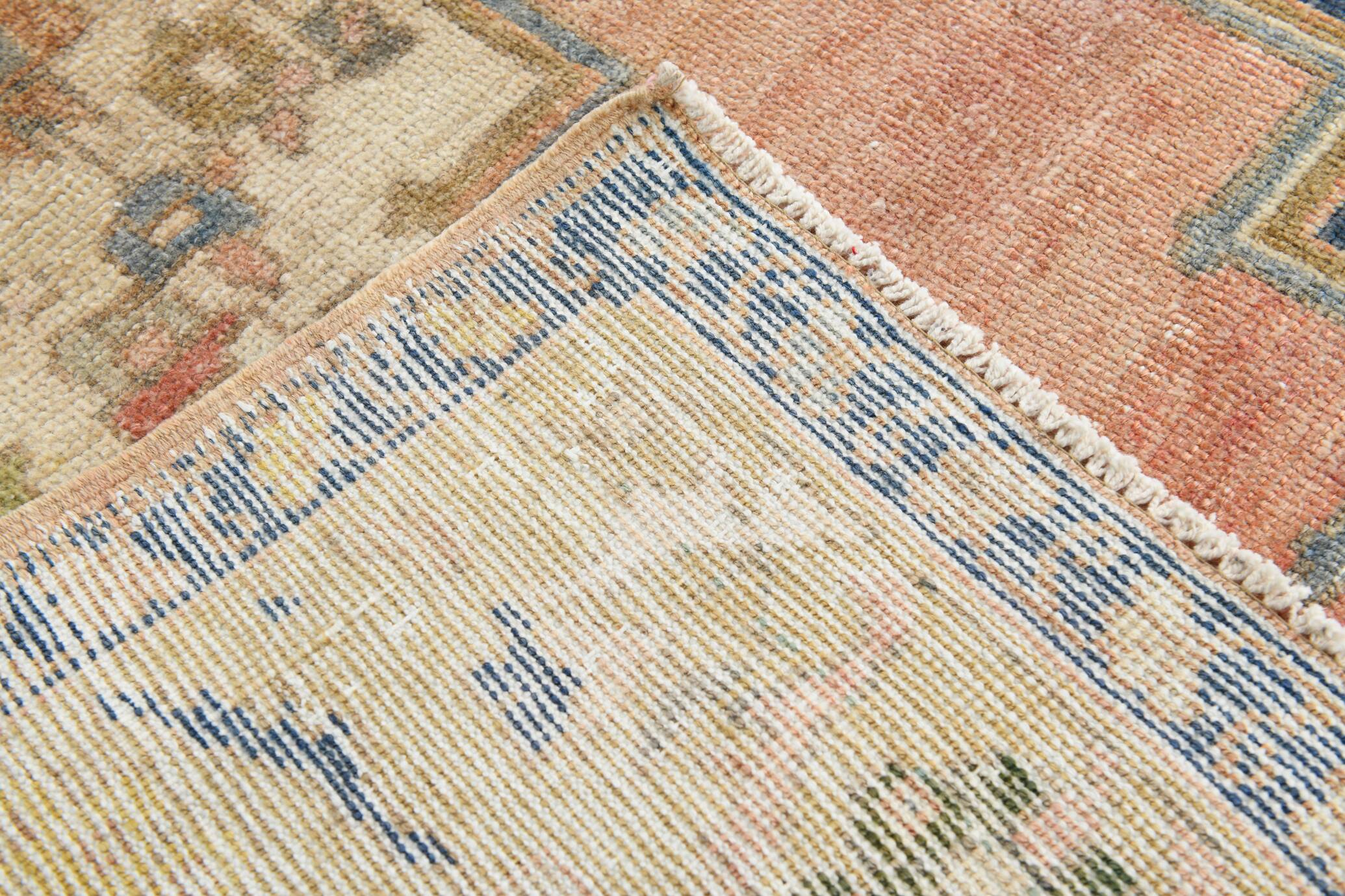 5x9 Peach Red Dark Blue Persian Area Rug, 153x290Cm SK 18900