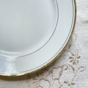 6 Small vintage French plates in golden white Limoges porcelain