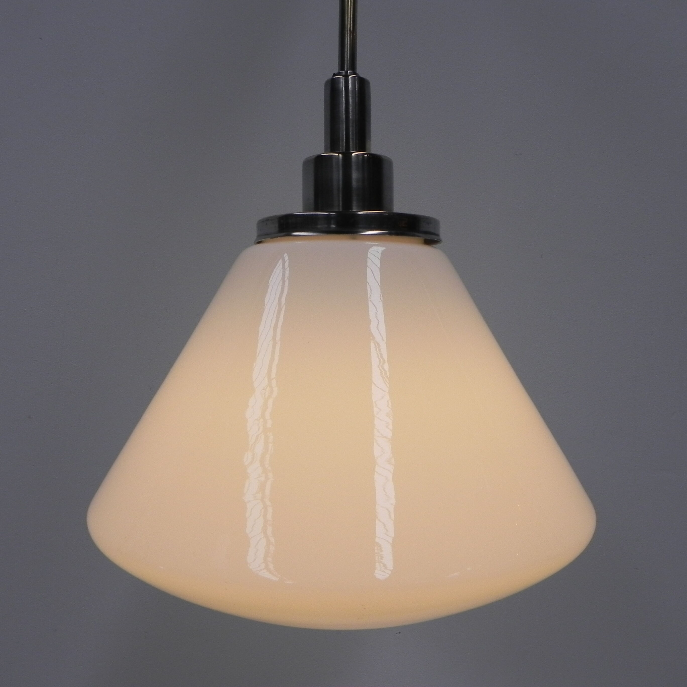 Art Deco school lamp with white glass shade