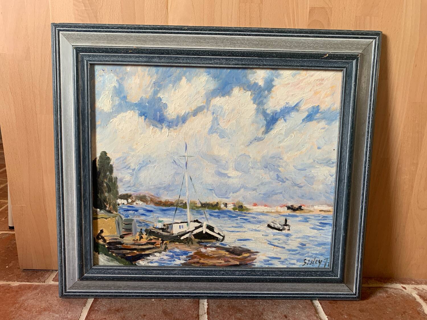 Reproduction of Boats on the Seine by Alfred Sisley
