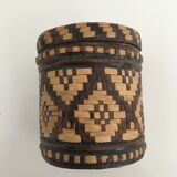 Lot of 2 ethnic leather-wrapped bottles and box