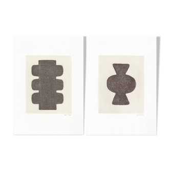 Duo of abstract paintings signed Eawy M778 M782