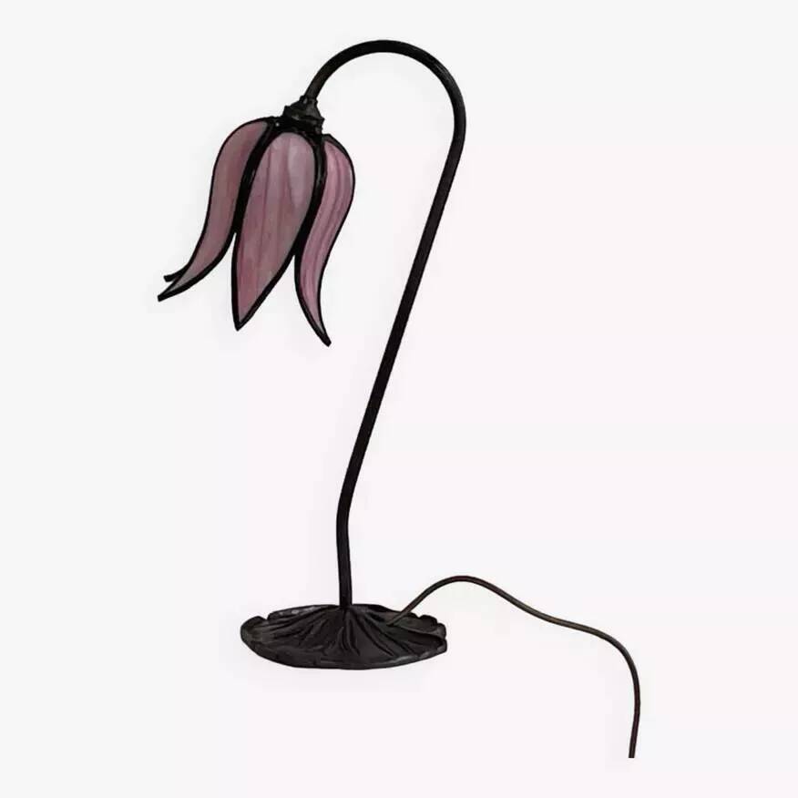 Flower lamp in bronze metal and glass paste