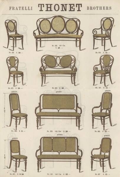 Antique Thonet chair in bent wood and caning - Model no. 32