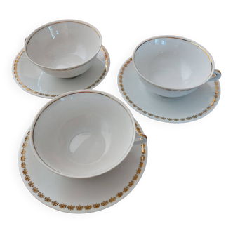 3 Couleuvre porcelain tea cups