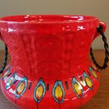 Vintage red ceramic pot cache 70s