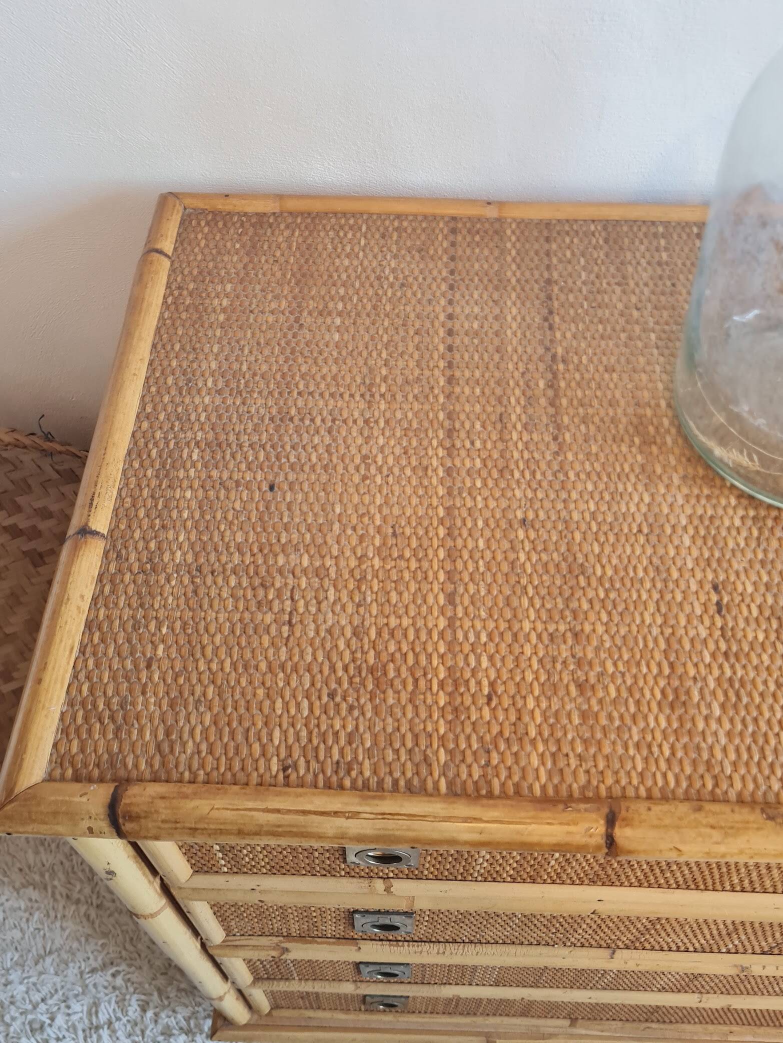Rattan chest of drawers circa 1970 - Dal Vera