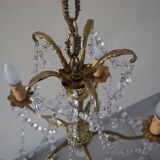 Bronze chandelier and crystal pendants – 5 lights