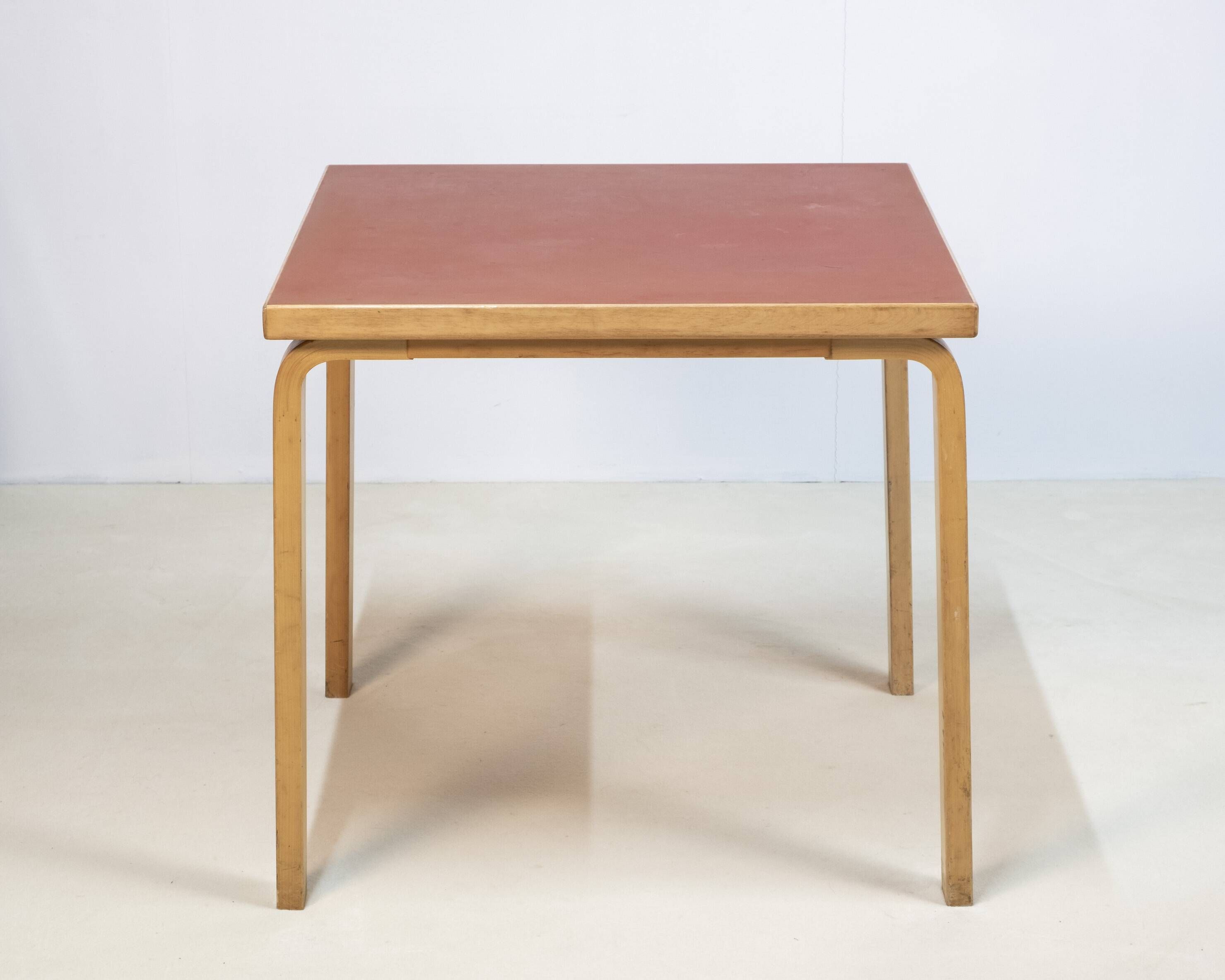 Alvar Aalto Model 81C Square Dining Table in Red Linoleum, Artek, 1970s