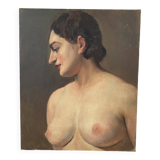 Portrait painting. Oil on canvas. Woman. Circa 30s.