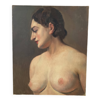 Portrait painting. Oil on canvas. Woman. Circa 30s.