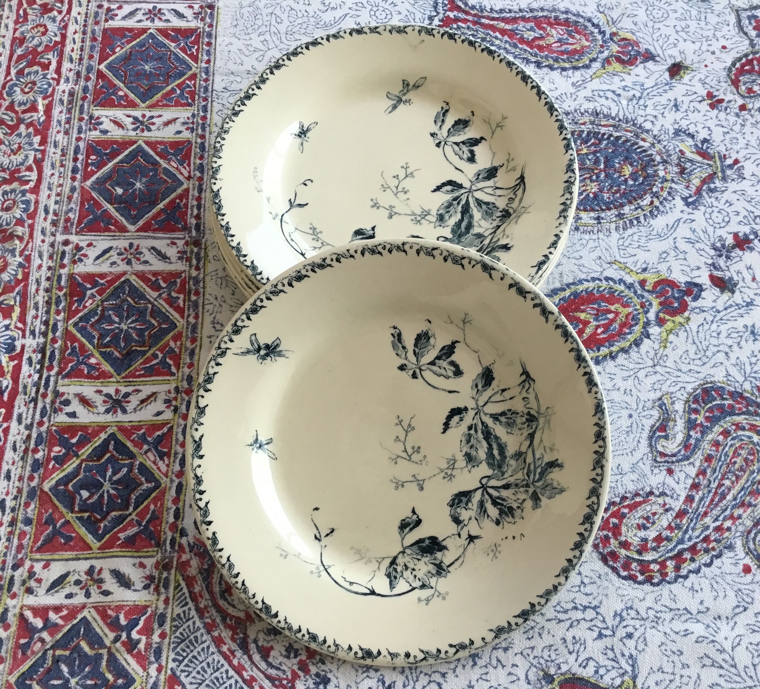 6 plates Gien theme bees and flowers