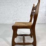 Set of 6 1950s chairs in wood and straw