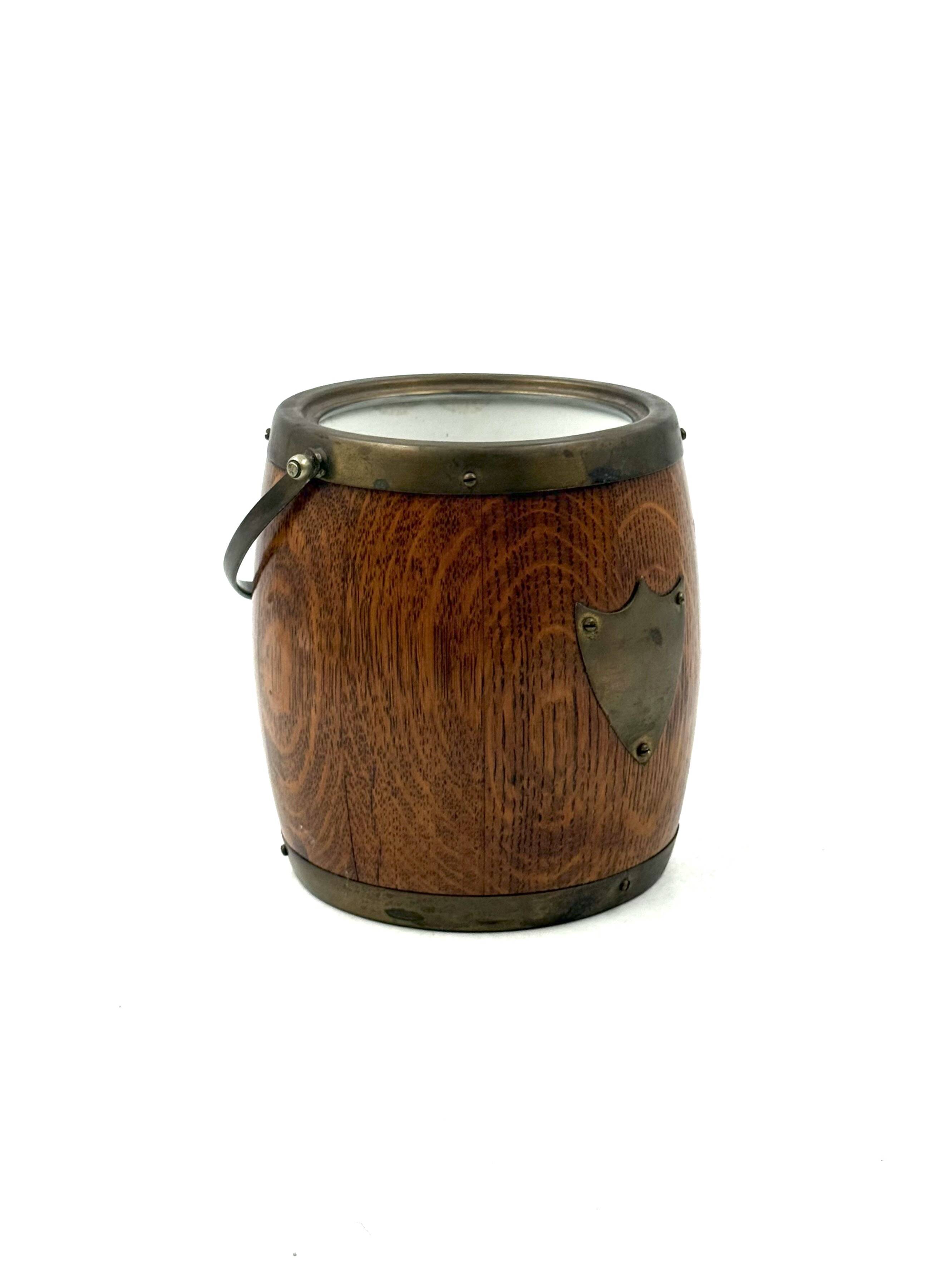 Mid-century brown oak ice bucket, Italy 1950s