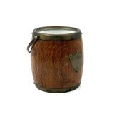 Mid-century brown oak ice bucket, Italy 1950s