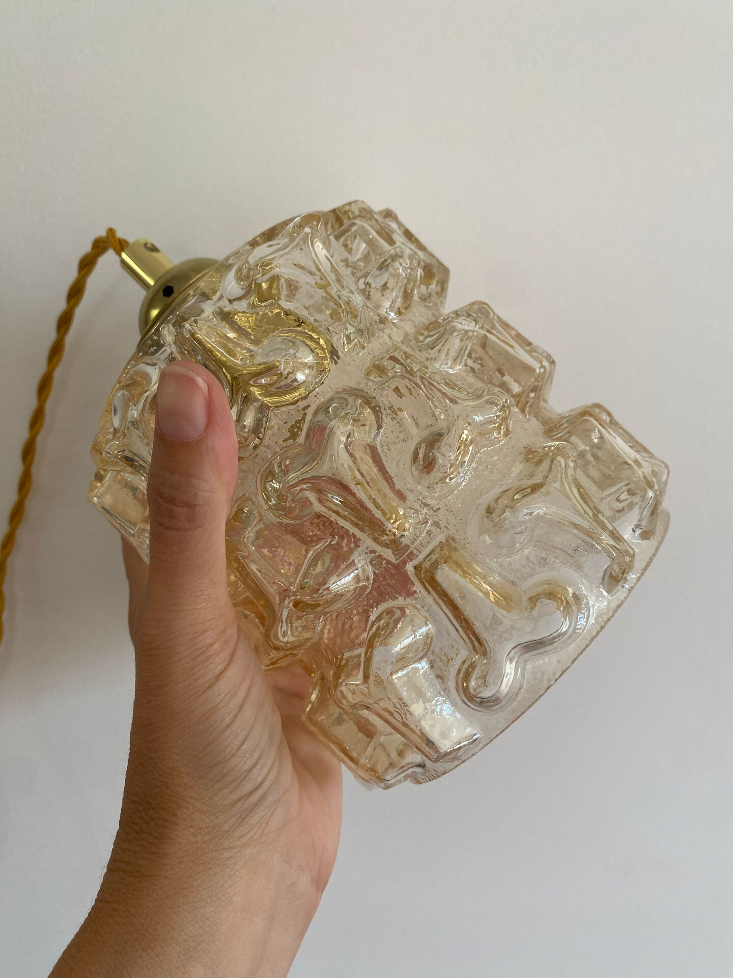 Vintage amber glass suspension globe