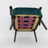 1970s Pair of Refurbished Beech Armchairs in Velvet, Czechoslovakia