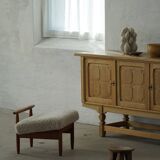 Eivind A. Johansen, oak footrest with light lambswool padding for FDB Møbler