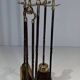 Fire Tool Set in Brass and Brushed Steel with Claw Feet, Attributed to the