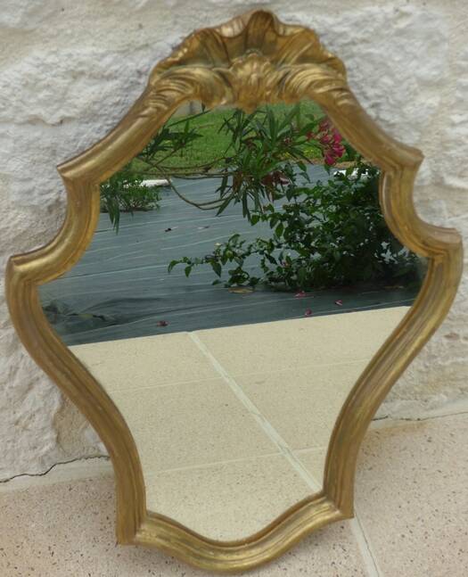 Louis XV style mirror guaranteed with water-gilded wood and gold leaf