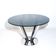 Vintage round dining table by Carlo Bartoli, smoked glass and polished chrome, Italy, 1970s.