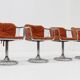 Set of 4 vintage chrome swivel dining room chairs 1970s