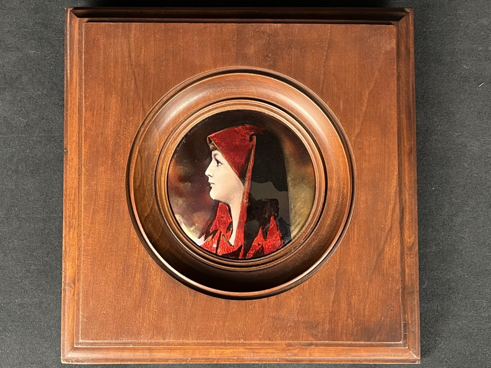 Enameled plaque signed dermeliac 20th century