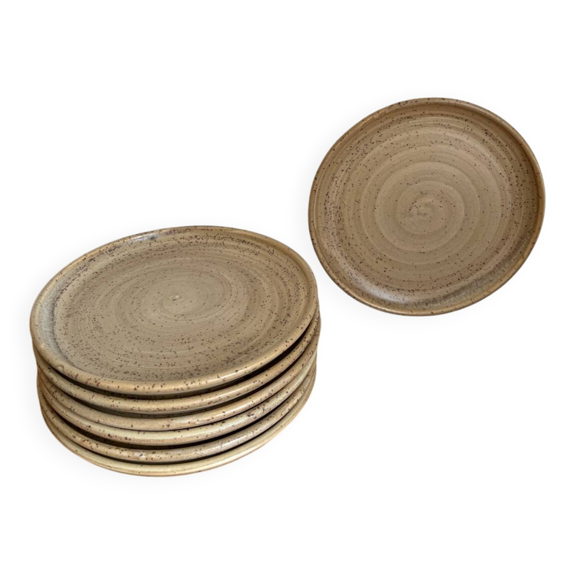 7 dessert plates in stoneware