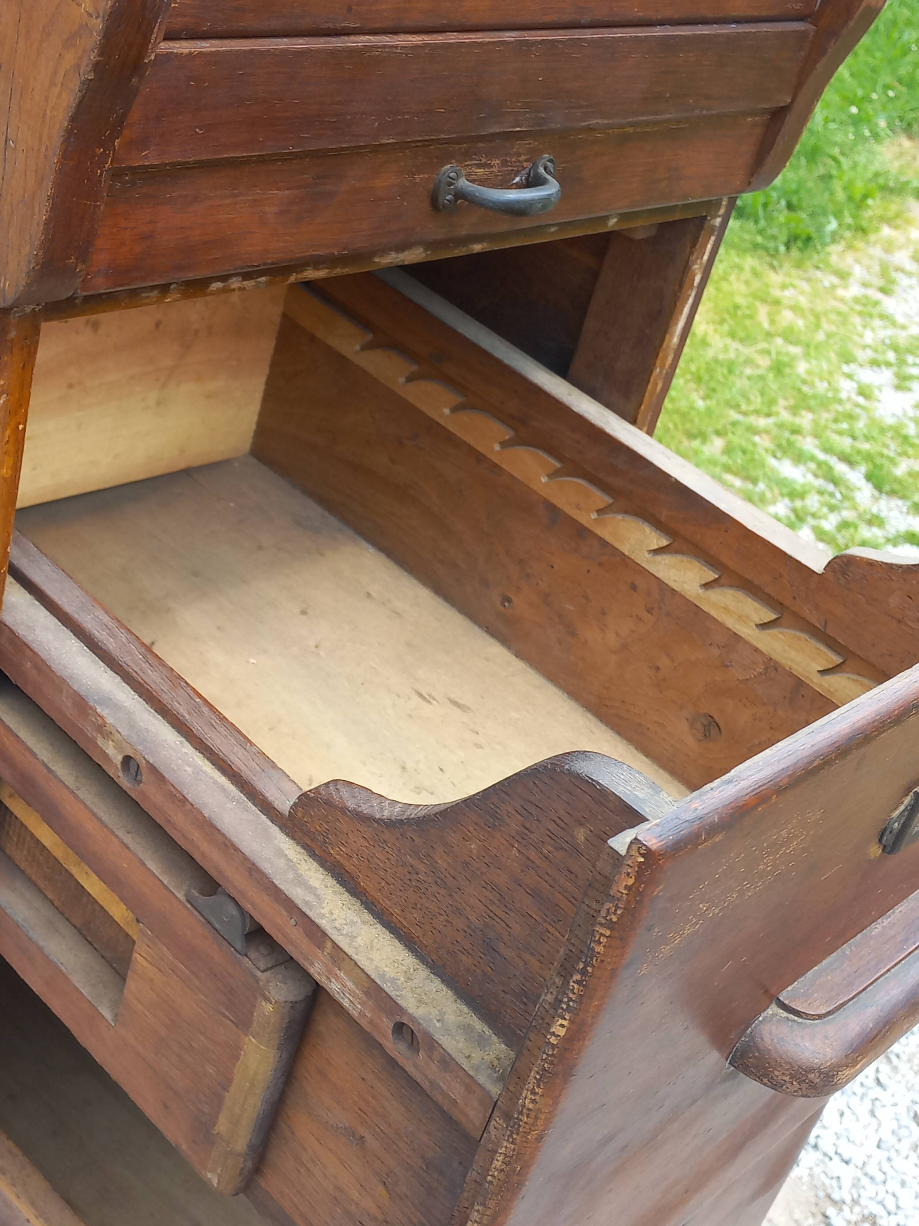 Oak craft cabinet with 5 drawers from the 1930s/1950s
