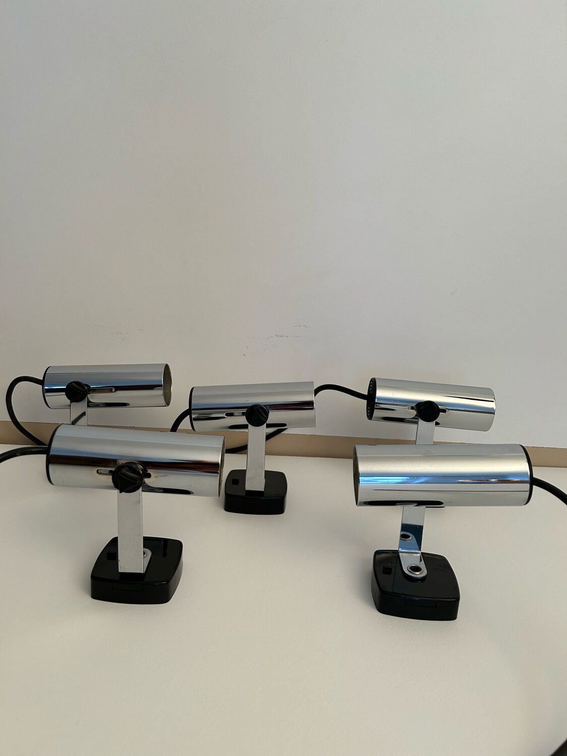 Set de 5 appliques vintage orientable chromée, Italie 1970