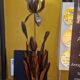 Henri Fernandez Floral Floor Lamp in Gold Metal