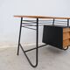 Wooden and metal desk, France 1950