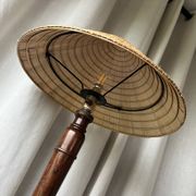Large mahogany lamp with straw shade – "travel" spirit