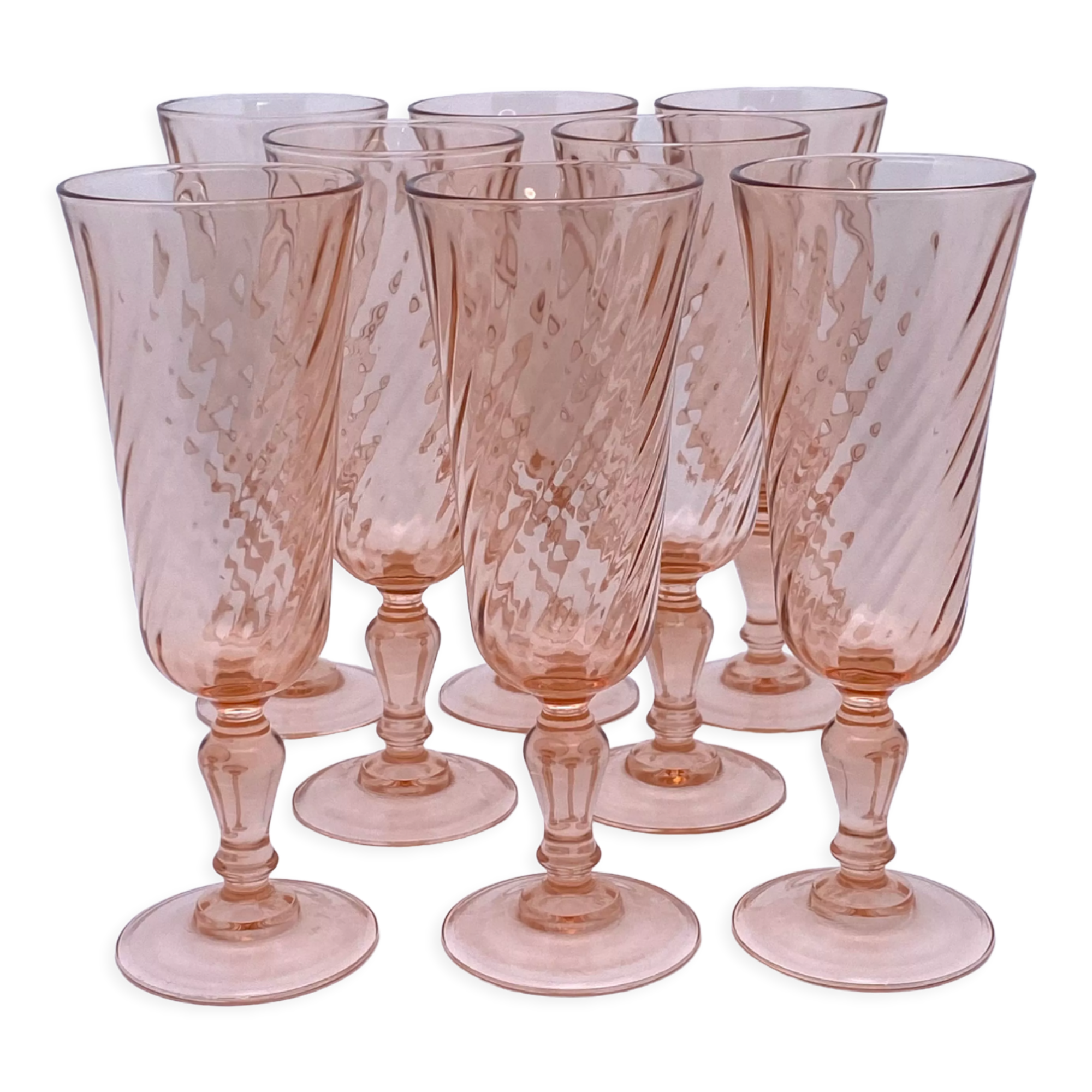 8 pink champagne flutes