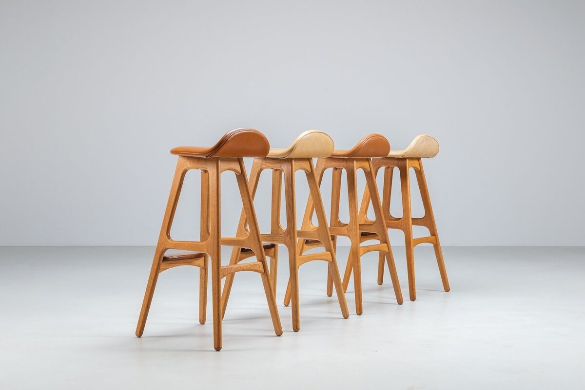 Erik Buch set of four “OD61” bar stools Oddense Mobler Denmark 1965