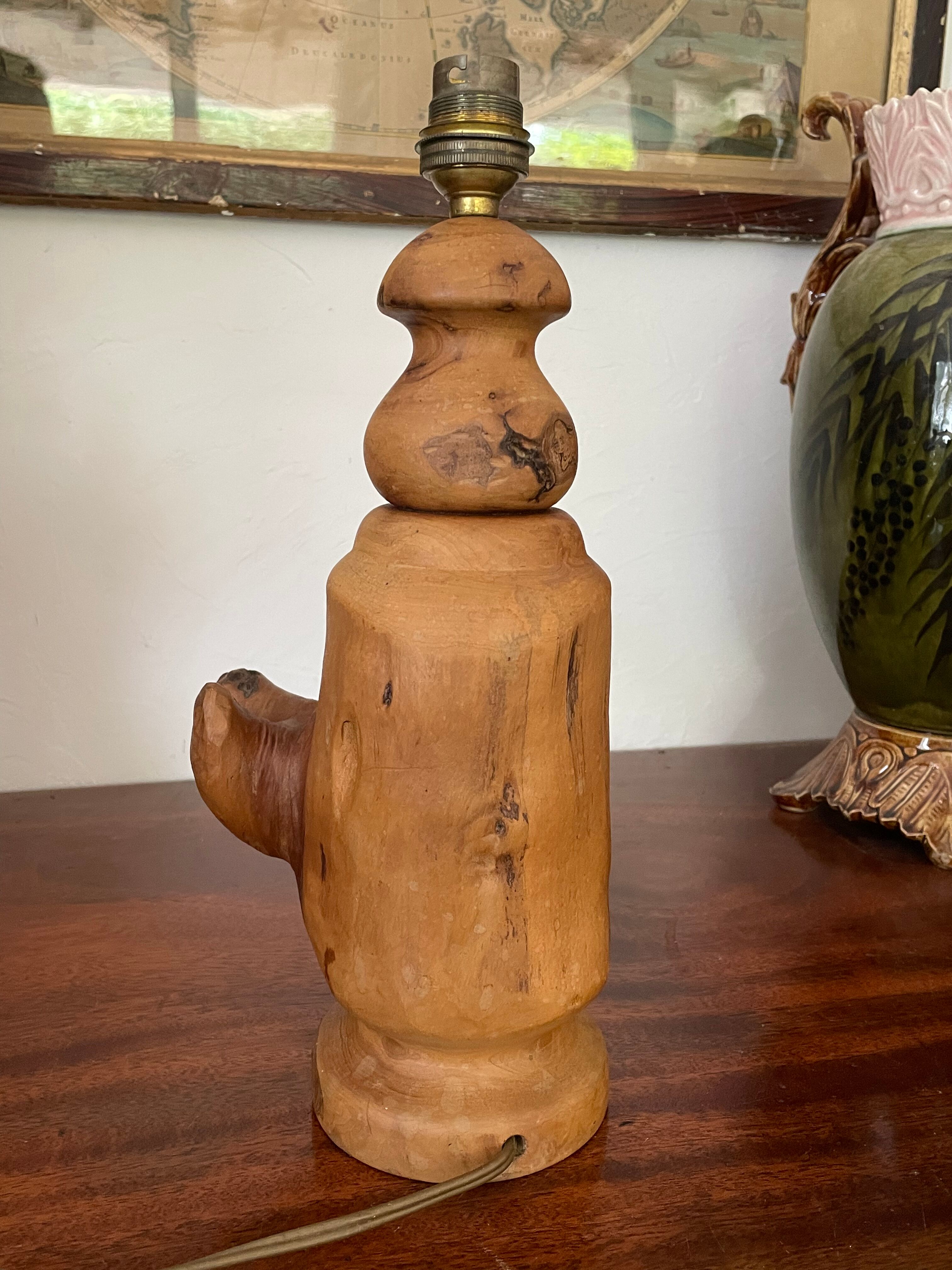 Lamp foot made of vintage olive wood