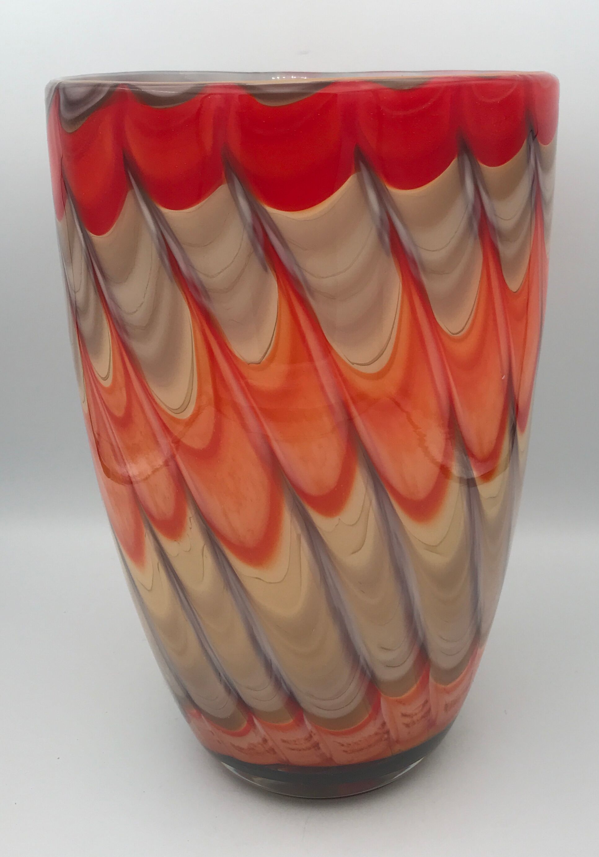 Vase in art verrerie blown glass polychrome mouth 24.5 cm