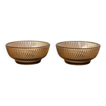 Set of 2 vintage smoky amber glass bowls – Twisted decor