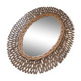 Oval rattan mirror