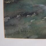 Watercolor signed Jan van der Linde framed