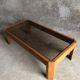 Coffee table in light wood and smoked glass, 1980s