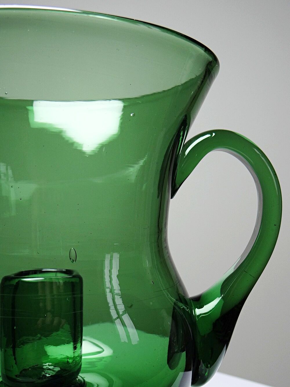 Large vintage green blown glass lantern, 1960s-70s.