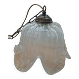 Vintage frosted blown glass pendant light