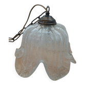 Vintage frosted blown glass pendant light